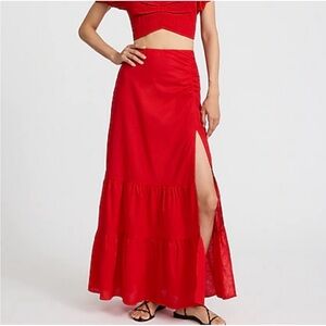 Elegant Red Maxi Skirt
